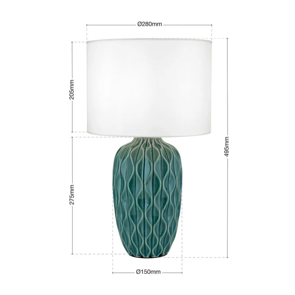 Tortuga bordlampe, grøn/hvid, højde 49,5 cm, keramik/lin