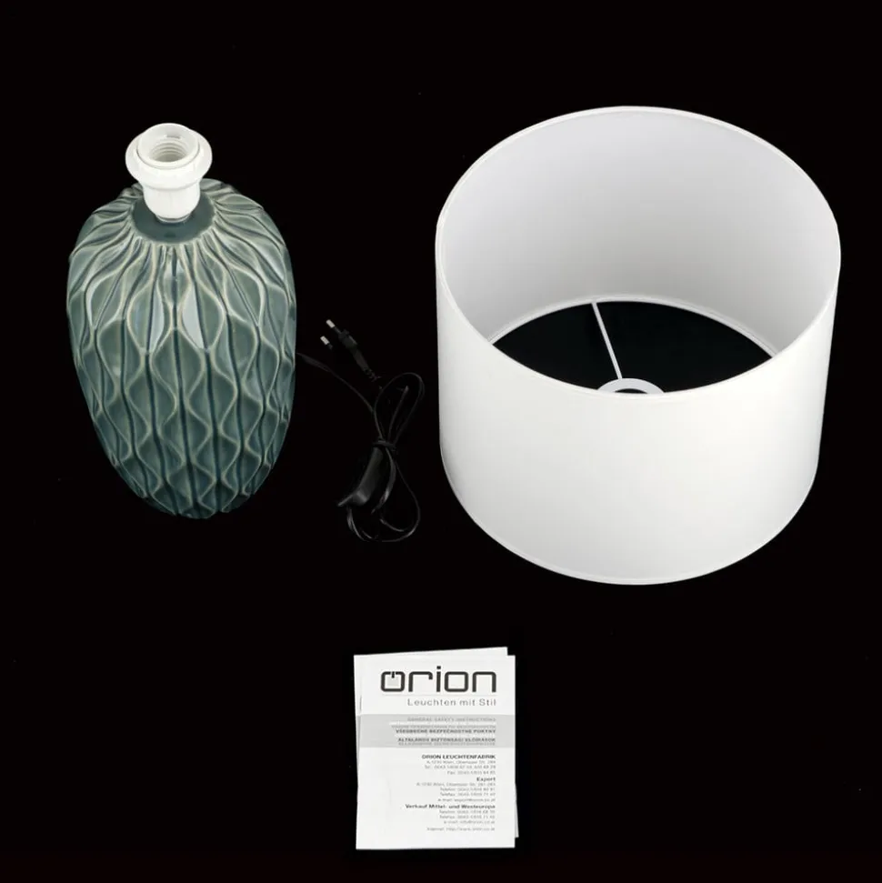 Tortuga bordlampe, grøn/hvid, højde 49,5 cm, keramik/lin
