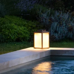 Tradition teak LED-solcellelanterne Højde 40 cm