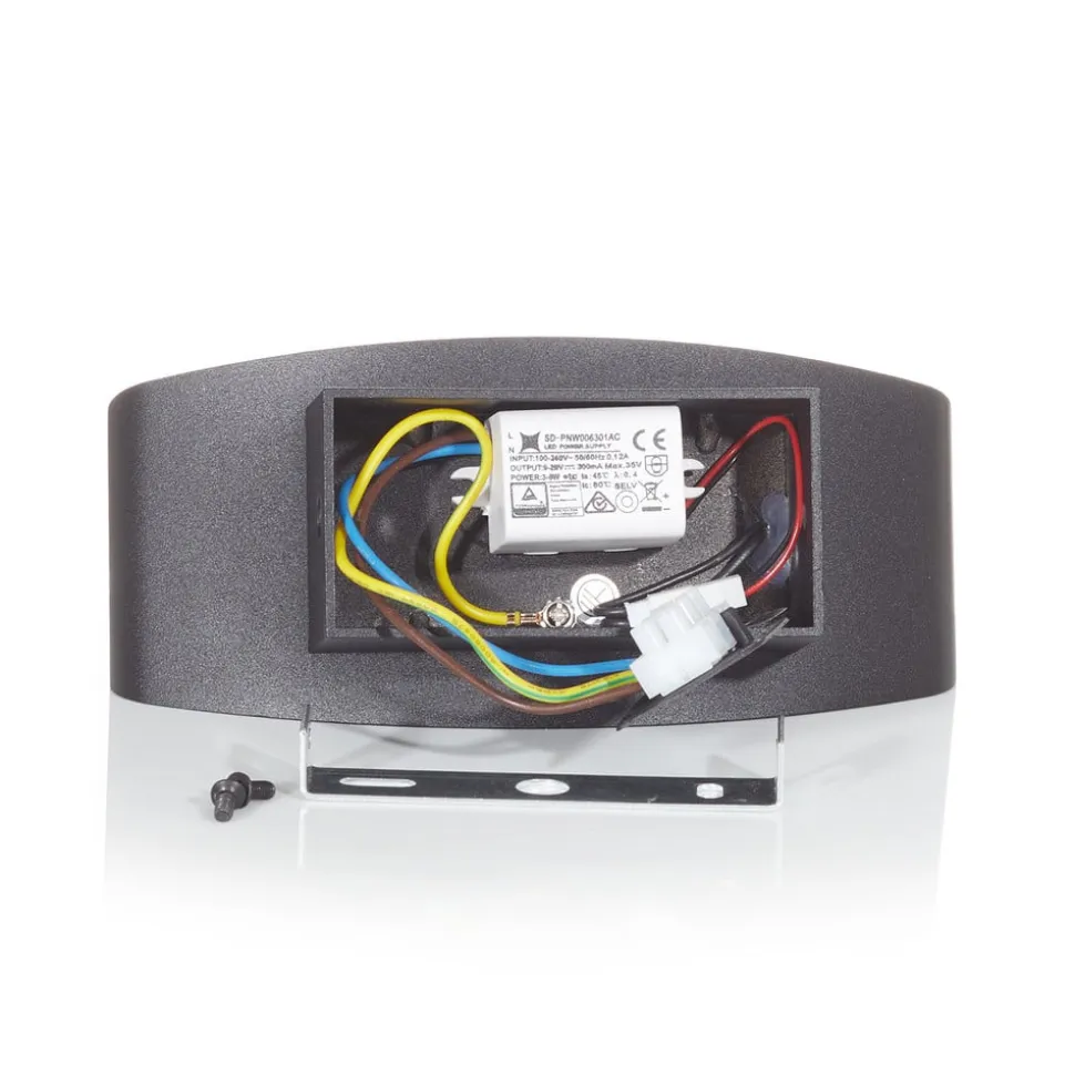 Trame LED-væglampe, oval form i sort