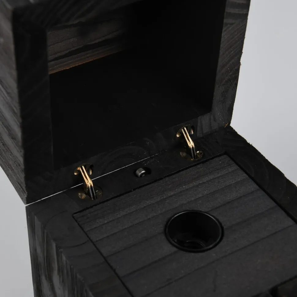 Treasure bordlampe, sort, træ, hængslet
