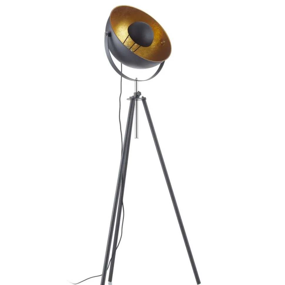 Trebenet gulvlampe Lenn, sort-guld
