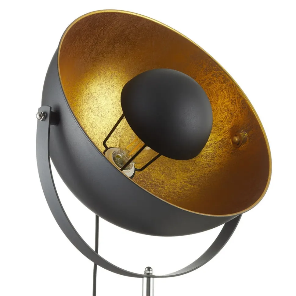 Trebenet gulvlampe Lenn, sort-guld
