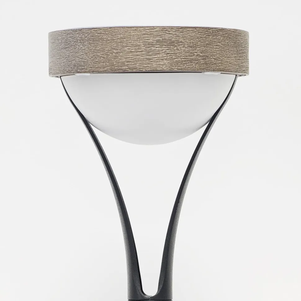 Tyble LED solcellebordlampe, sort/teak, 2.700 K, 200 lm