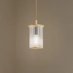 Udendørs hængelampe Nora, guld/transparent, IP44, glas