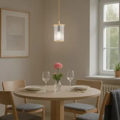 Udendørs hængelampe Nora, guld/transparent, IP44, glas