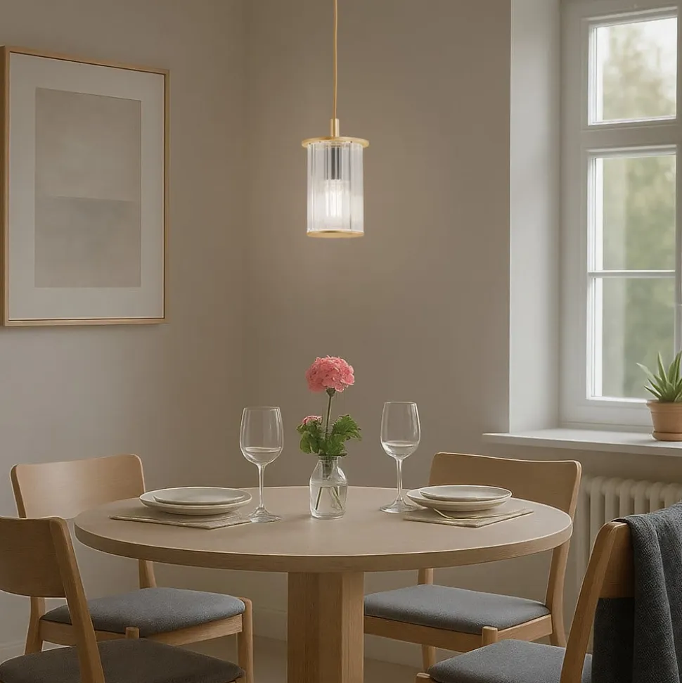 Udendørs hængelampe Nora, guld/transparent, IP44, glas
