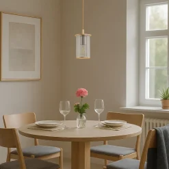 Udendørs hængelampe Nora, guld/transparent, IP44, glas