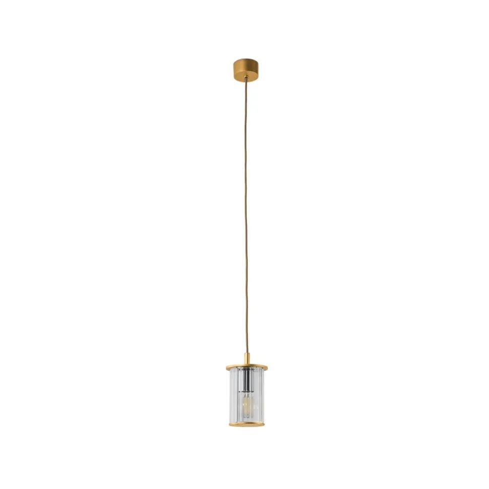 Udendørs hængelampe Nora, guld/transparent, IP44, glas