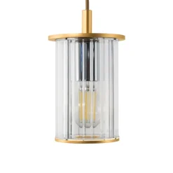 Udendørs hængelampe Nora, guld/transparent, IP44, glas