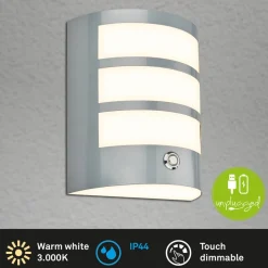 Udendørs LED-væglampe 3793014, kromfarvet, dæmpbar, IP44