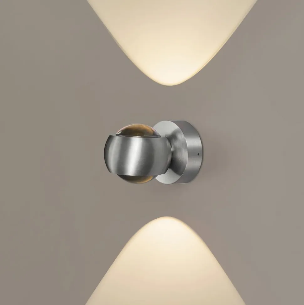 Udendørs LED-væglampe, aluminiumsfarvet, up&down, CCT, dæmpbar