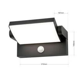 Udendørs LED-væglampe Ginger, sensor, antracit, IP54