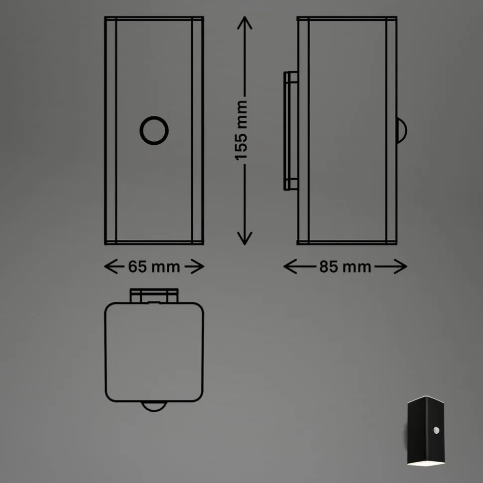 Udendørs LED-væglampe, sort, sensor, op/ned