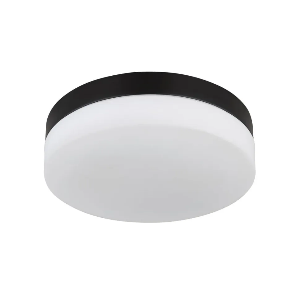 Udendørs loftslampe Vranos, mat sort, Ø 24 cm, aluminium