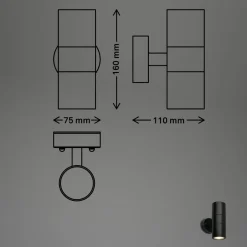 Udendørs væglampe 3792025 sort plast op/ned 2 x GU10