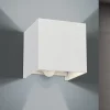 Udendørs væglampe Cube-S, hvid, metal, bevægelsessensor