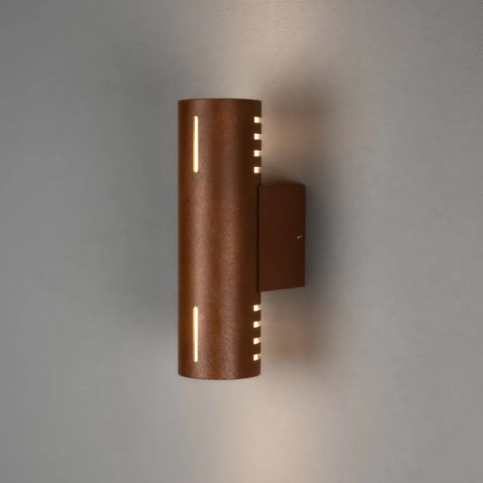 Udendørs væglampe Cuneo, rustfarvet, 25 cm, metal, op/ned