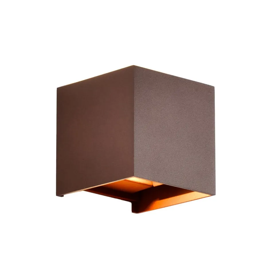 Udendørs væglampe Davos, corten, kantet, dæmpbar aluminium