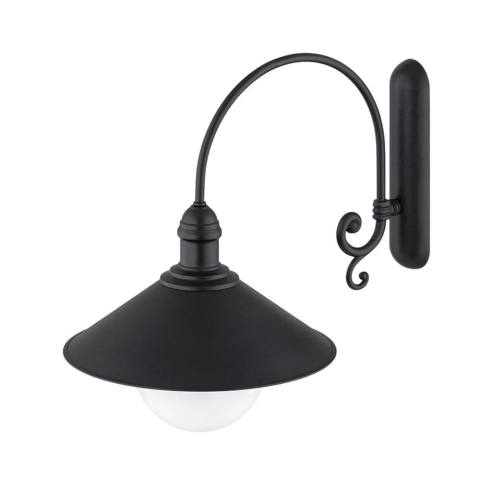 Udendørs væglampe Enduro, sort, stål, glas, IP44, E27