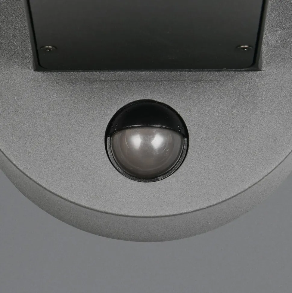 Udendørs væglampe Fraser Sensor, grå/trælook, aluminium IP54 E27