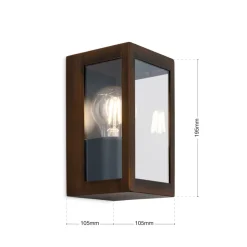 Udendørs væglampe Lumina, rust-sort, stål, glas, IP44