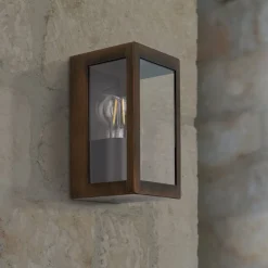 Udendørs væglampe Lumina, rust-sort, stål, glas, IP44