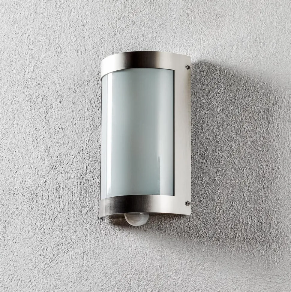 Udendørs væglampe Marco3 i stål med sensor