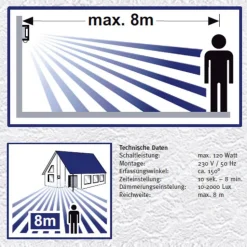 Udendørs væglampe Toma i stål med sensor