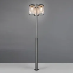 Udendørslampe Sambesi, H 240 cm, antracit, skumringssensor