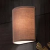Ufo væglampe med linnedskærm i brun