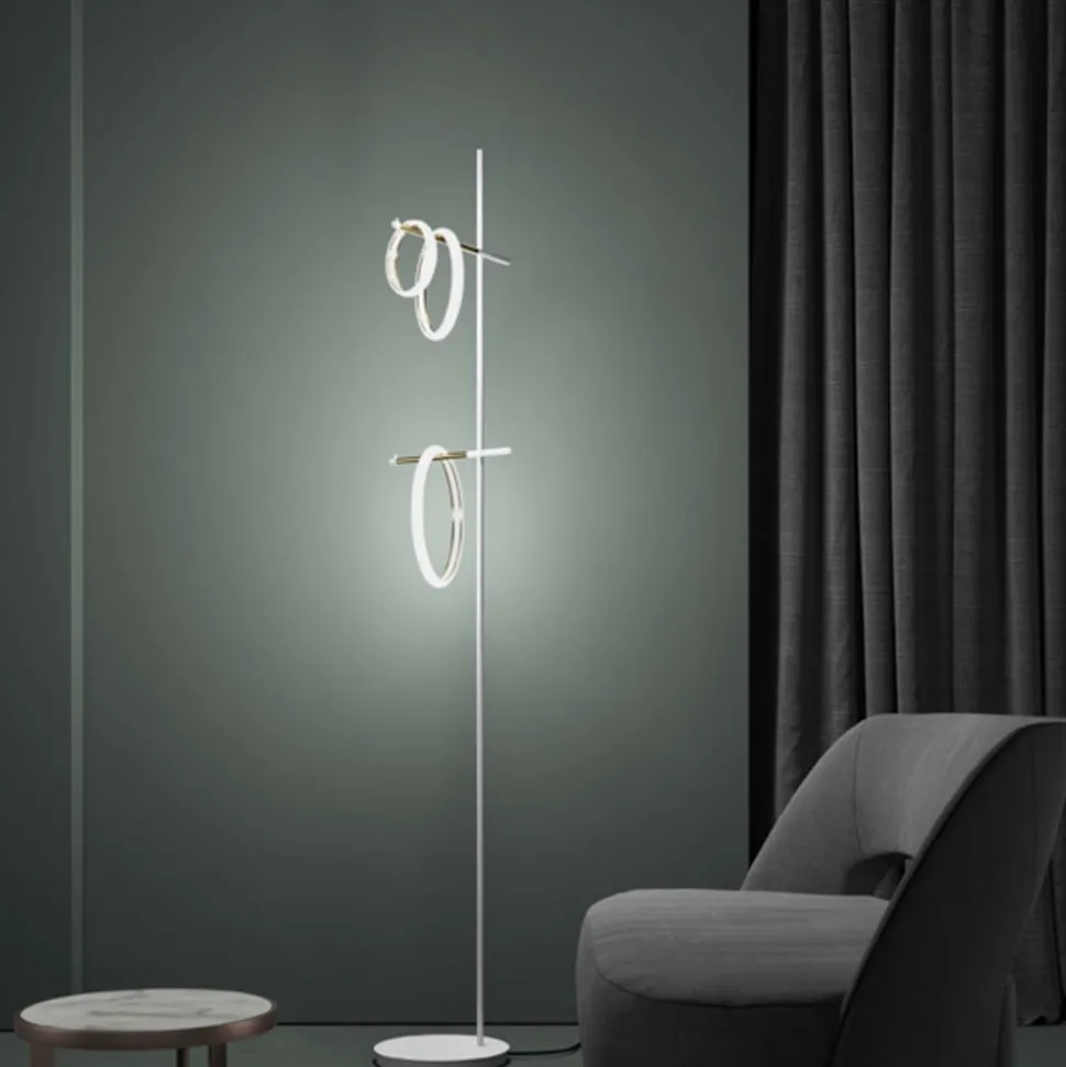 Ulaop LED-gulvlampe, tre ringe, hvid
