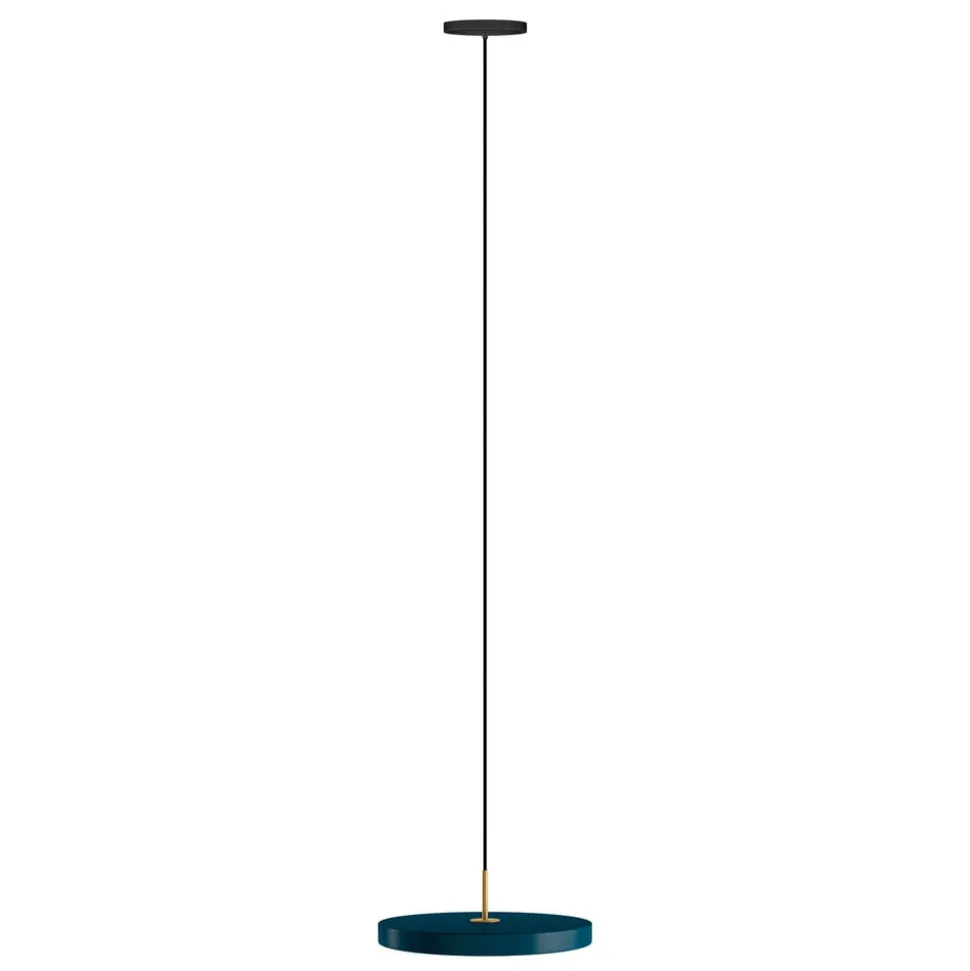 UMAGE LED-hængelampe Asteria Mini, petrol/messing, Ø 31 cm