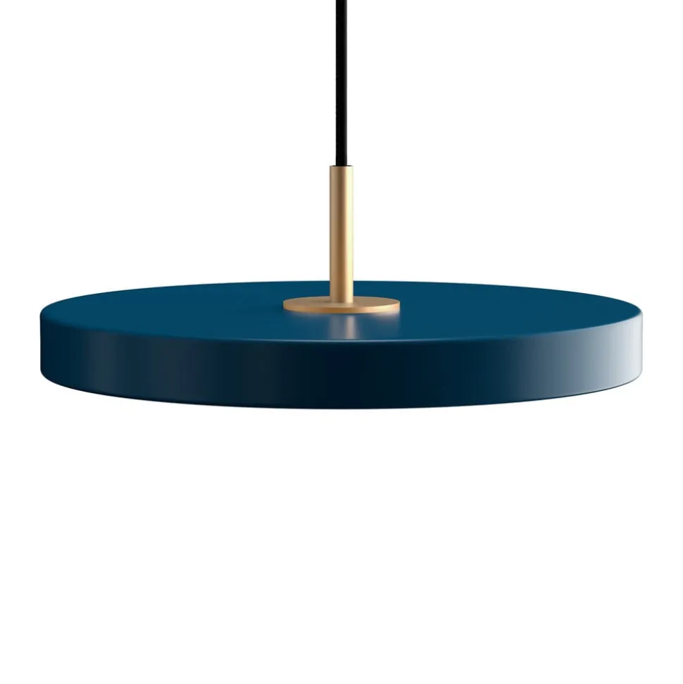 UMAGE LED-hængelampe Asteria Mini, petrol/messing, Ø 31 cm