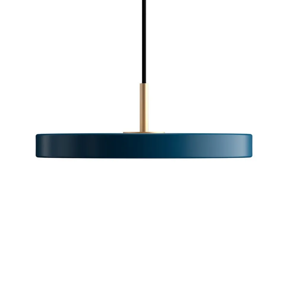 UMAGE LED-hængelampe Asteria Mini, petrol/messing, Ø 31 cm