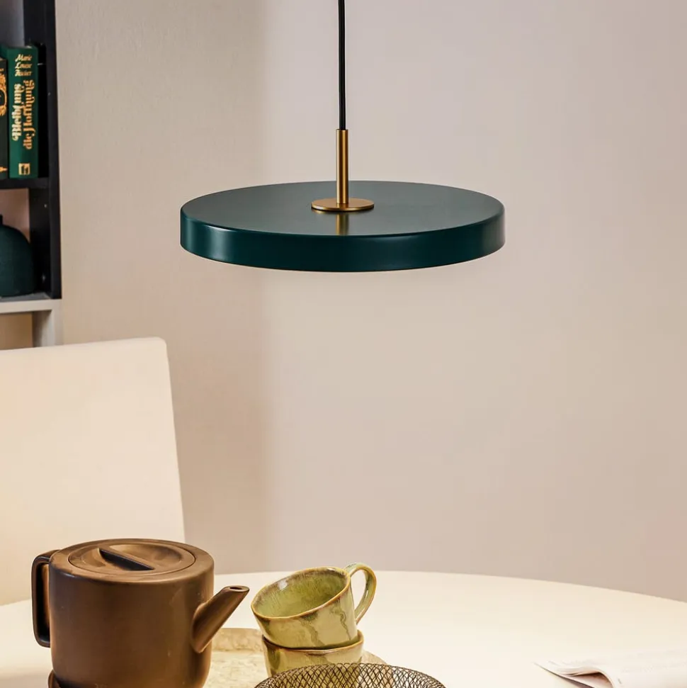 UMAGE LED-hængelampe Asteria Mini mørkegrøn/messing Ø 31 cm