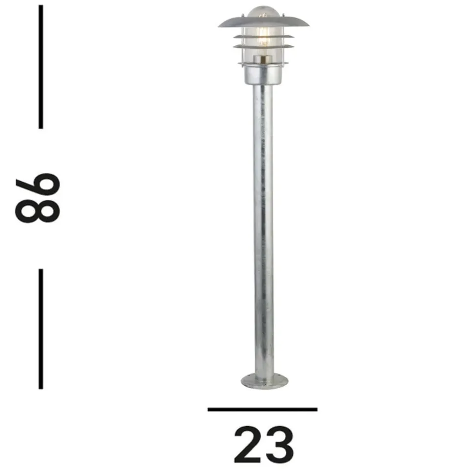 Vejlampe X Conrad, sølv, IP44, højde 51 cm, stål