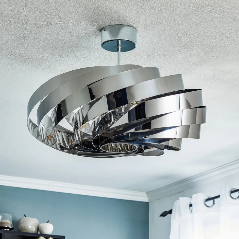 Vento loftlampe, krom nikkelfarvet, Ø 60 cm, metal