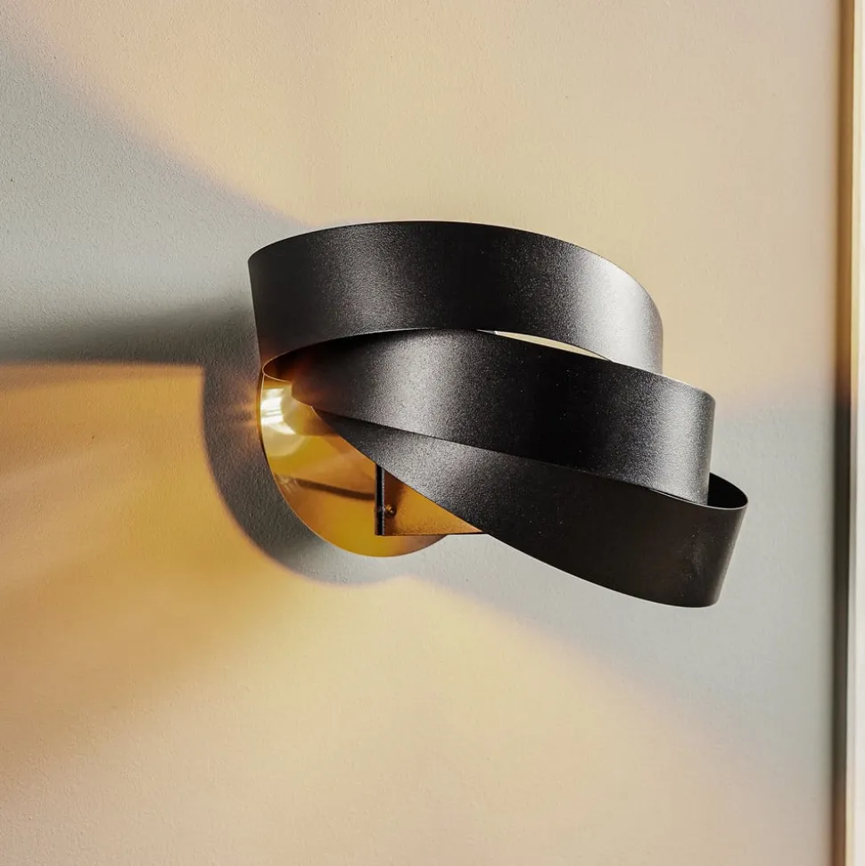 Vento væglampe, sort, E14, metal, 14 cm høj