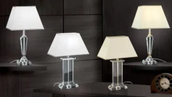 Veronique bordlampe, bred fod, creme/guld