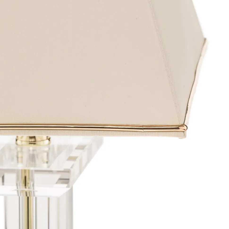 Veronique bordlampe, bred fod, creme/guld