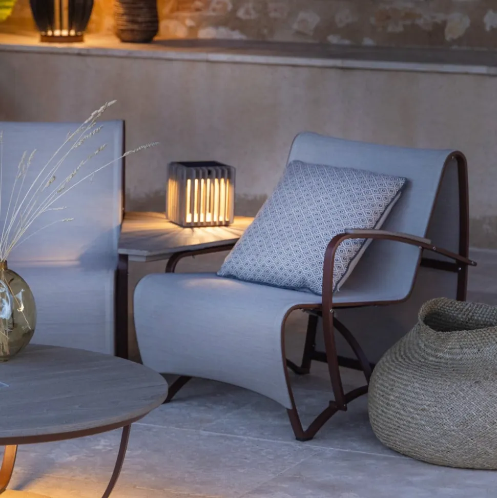 Verti LED solcellebordlampe, teakgrå, 3.000 K, 300 lm