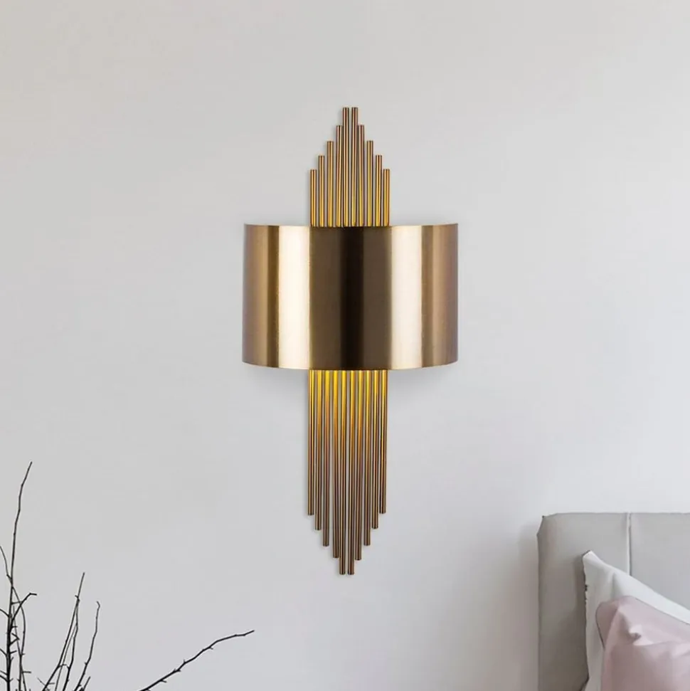 Væglampe 619-A, antik guldfarve, metal, højde 75 cm