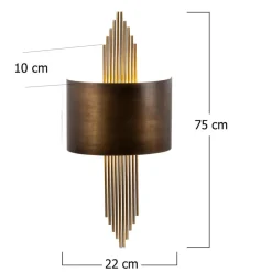 Væglampe 619-A, antik guldfarve, metal, højde 75 cm