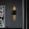 Væglampe 616-A, sort med gyldne stænger