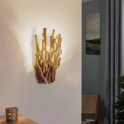 Væglampe Agar med skærm i træ