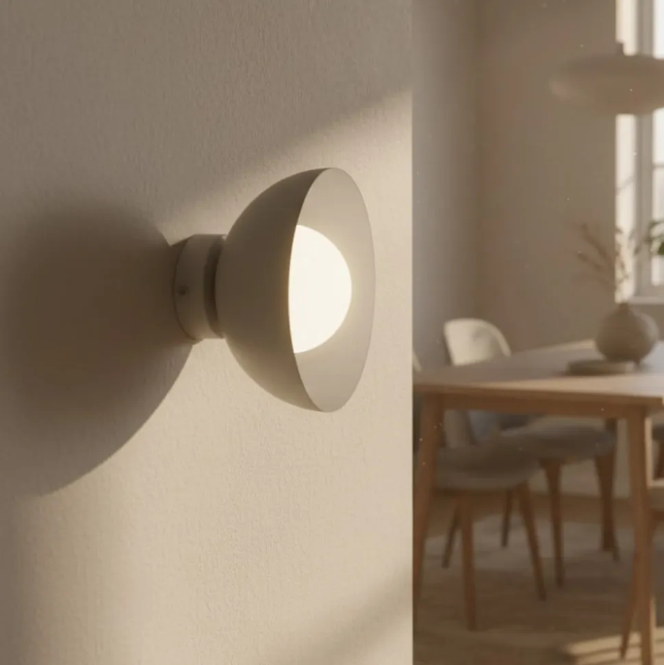 Væglampe Bibi K1, beige, stål/glas, Ø 18 cm