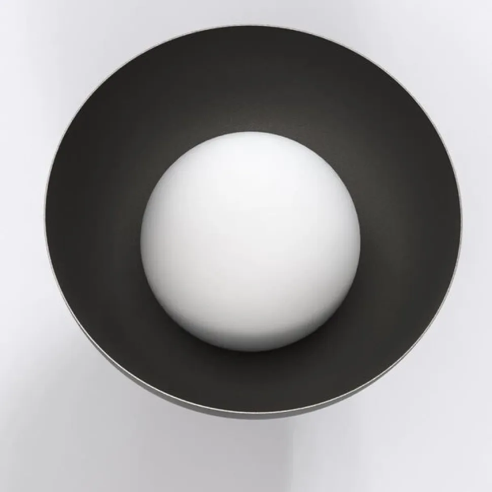 Væglampe Bibi K1, sort, stål/glas, Ø 18 cm