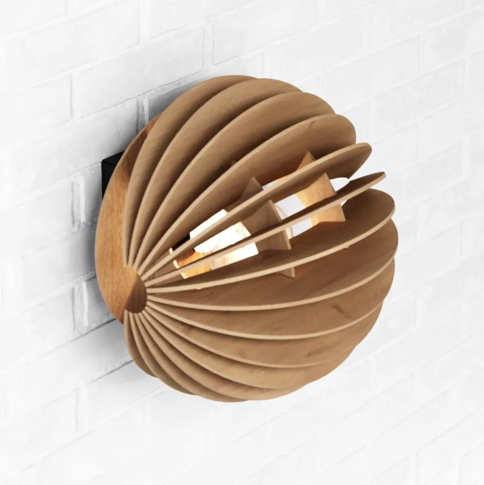 Væglampe Clay, Ø 23 cm, birkfiner, plan, E27