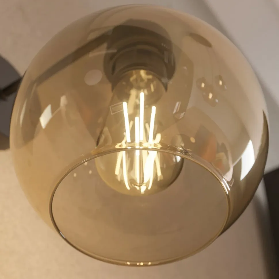 Væglampe Cubus, sort/rav, glas, Ø 18 cm, E27